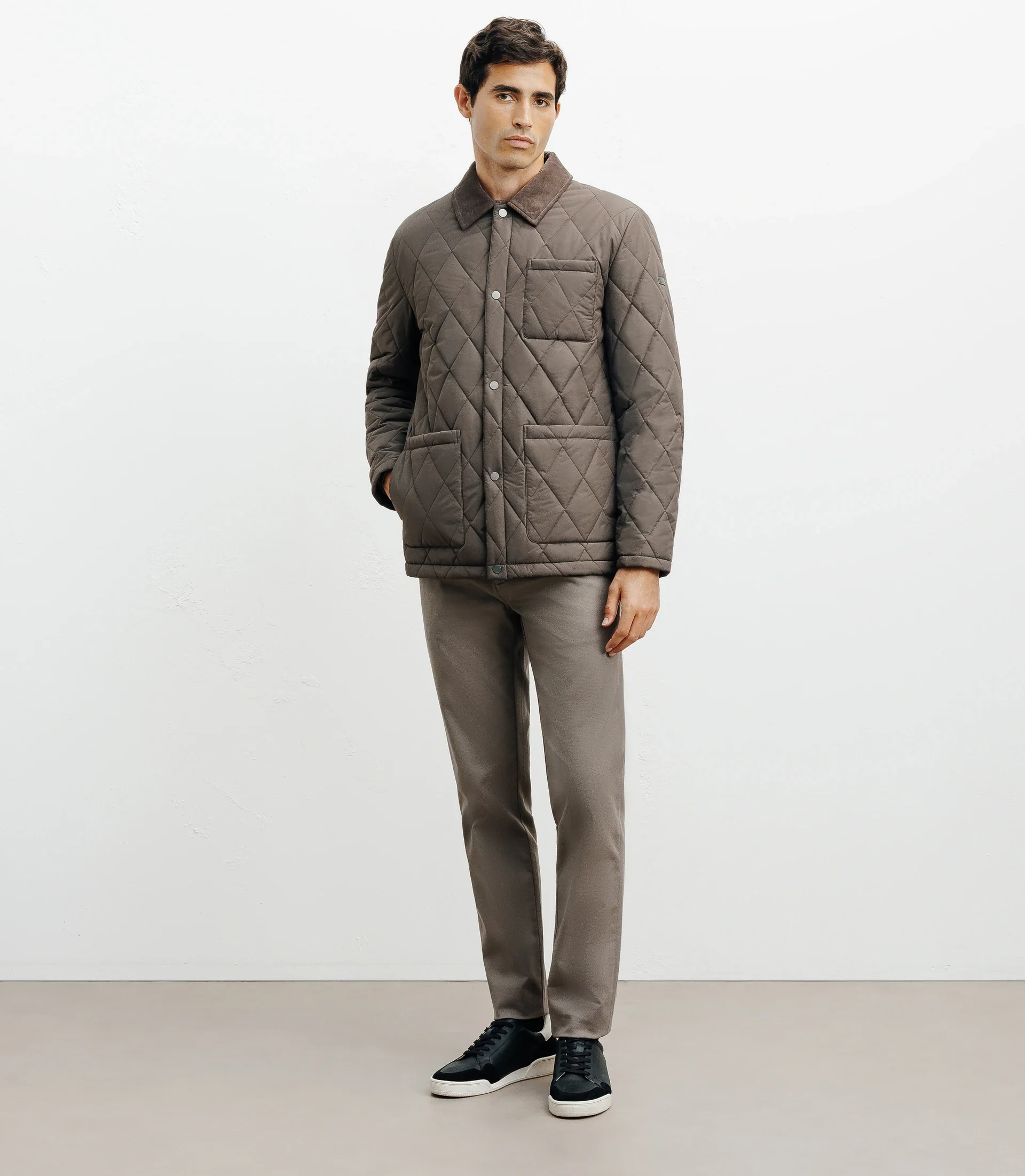 Blouson col chemise taupe - Image 3