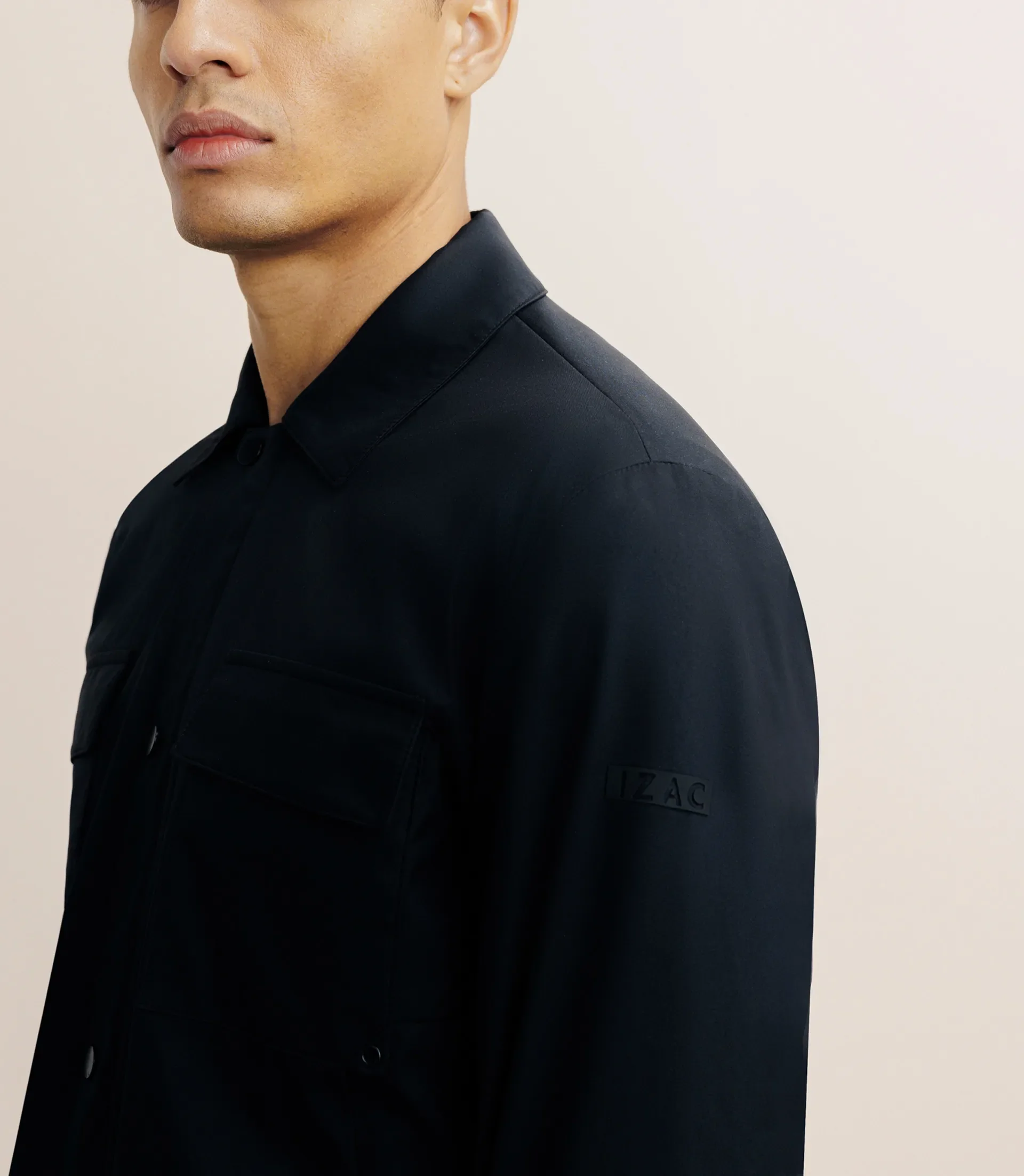 Blouson déperlant col chemise marine - Image 3