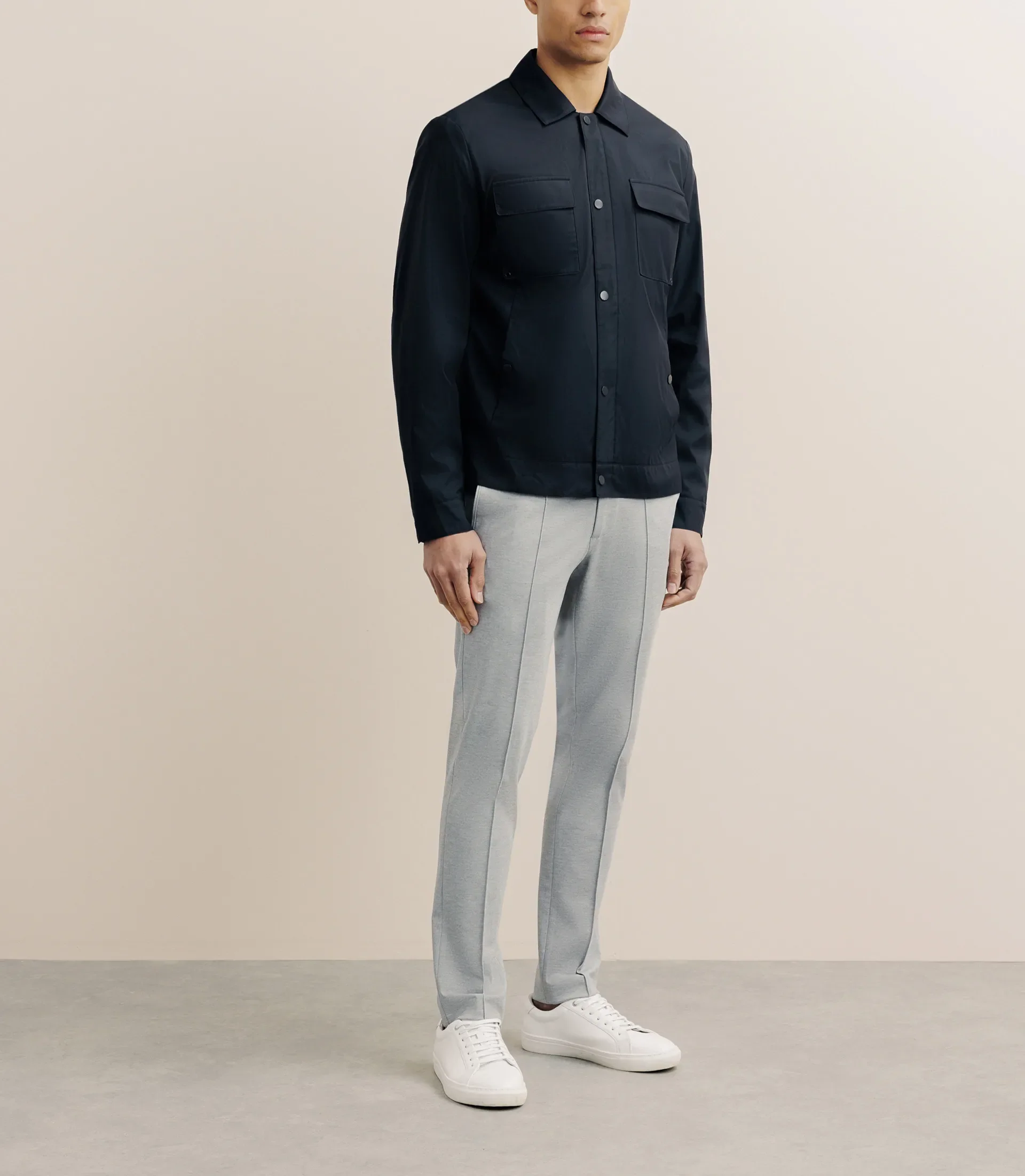 Blouson déperlant col chemise marine - Image 4