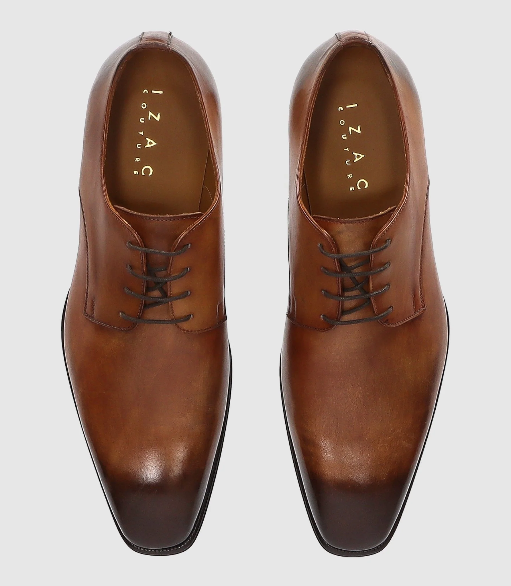 Derby couture en cuir marron clair ORENZO - Image 3