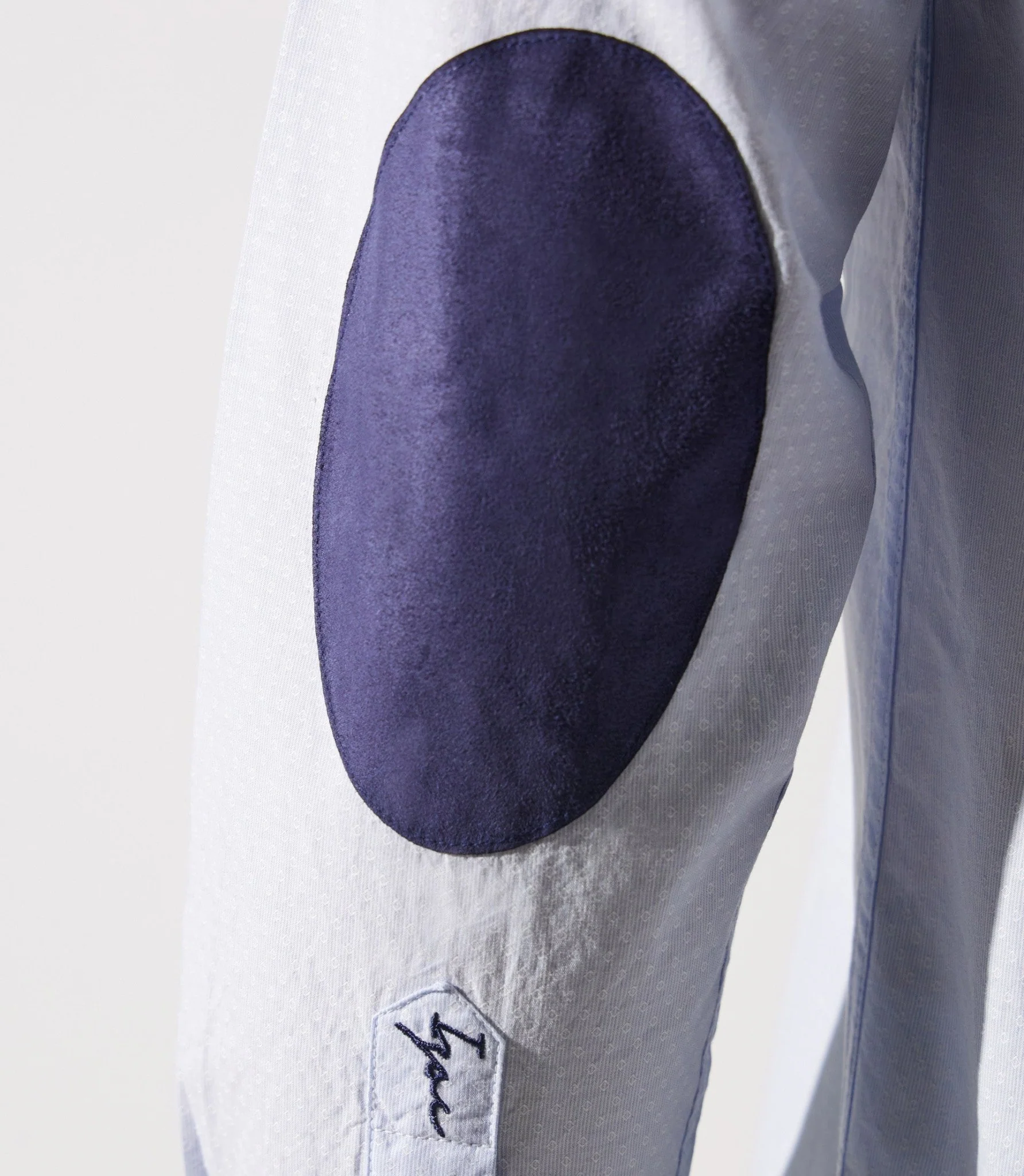 Chemise col mao à coudières bleu ciel et marine JOY - Image 4