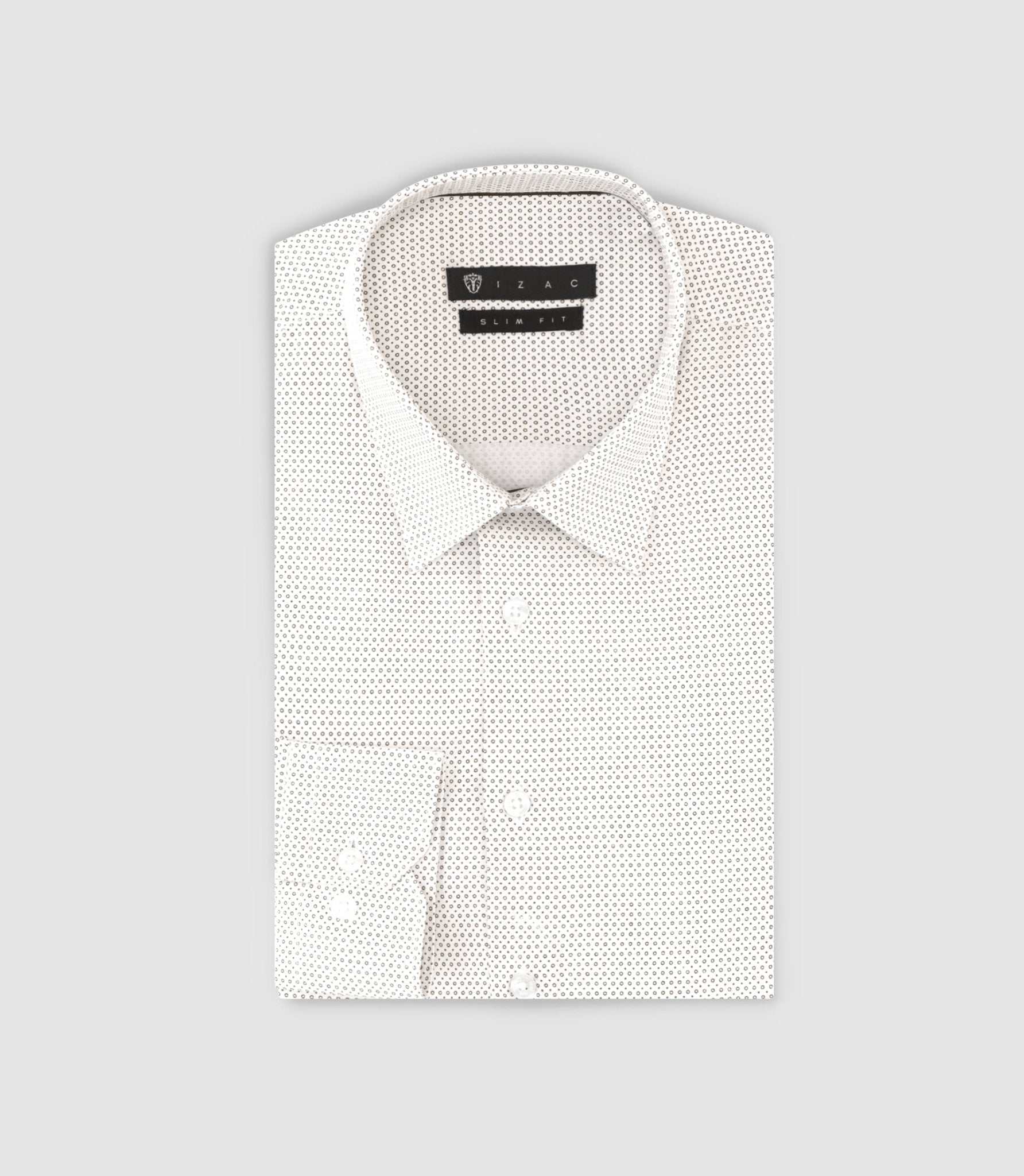 Chemise slim imprimée micro motifs blanc et camel PERLE - Image 3