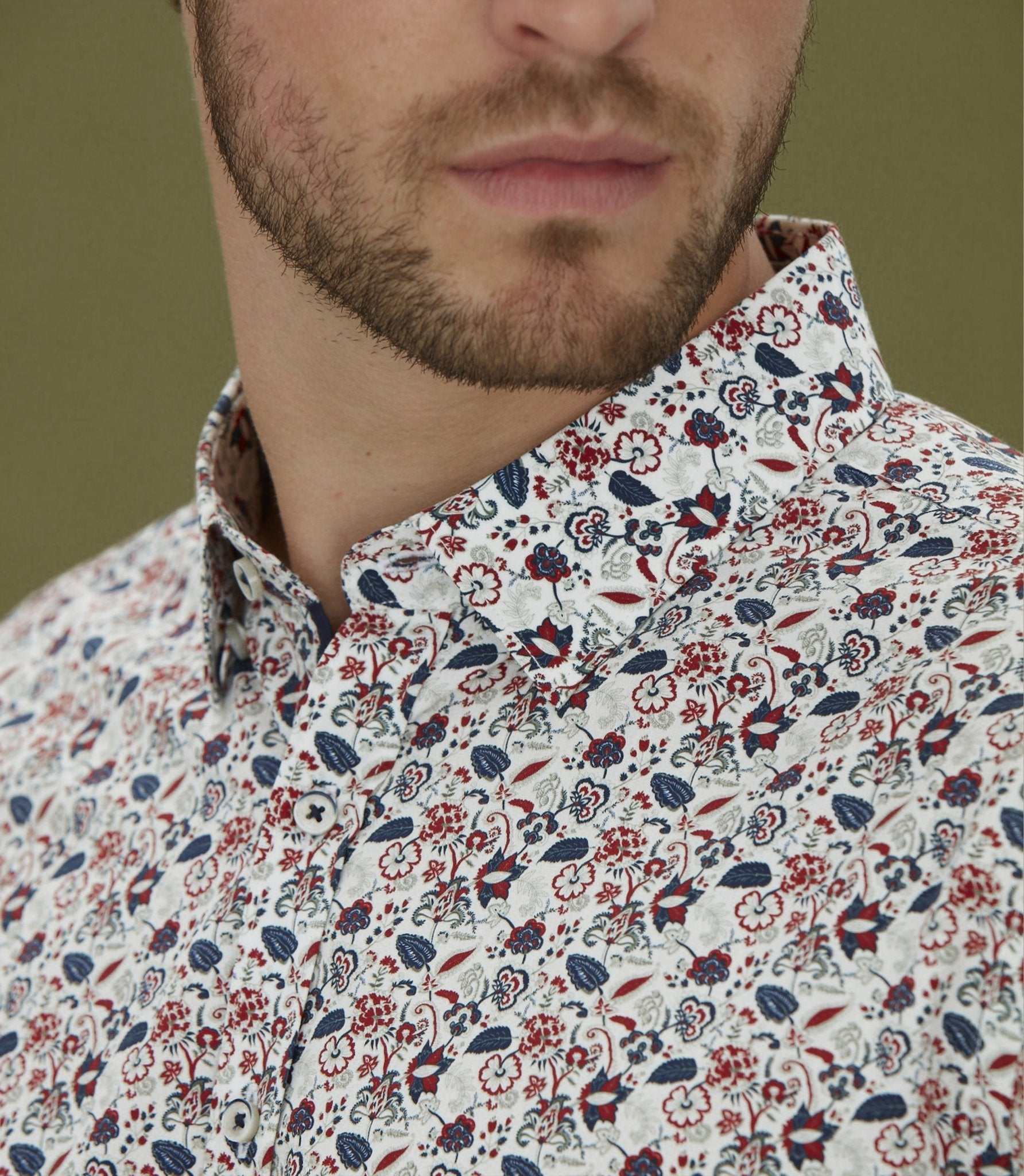 Chemise casual imprimé rouge "Mat" - Image 3