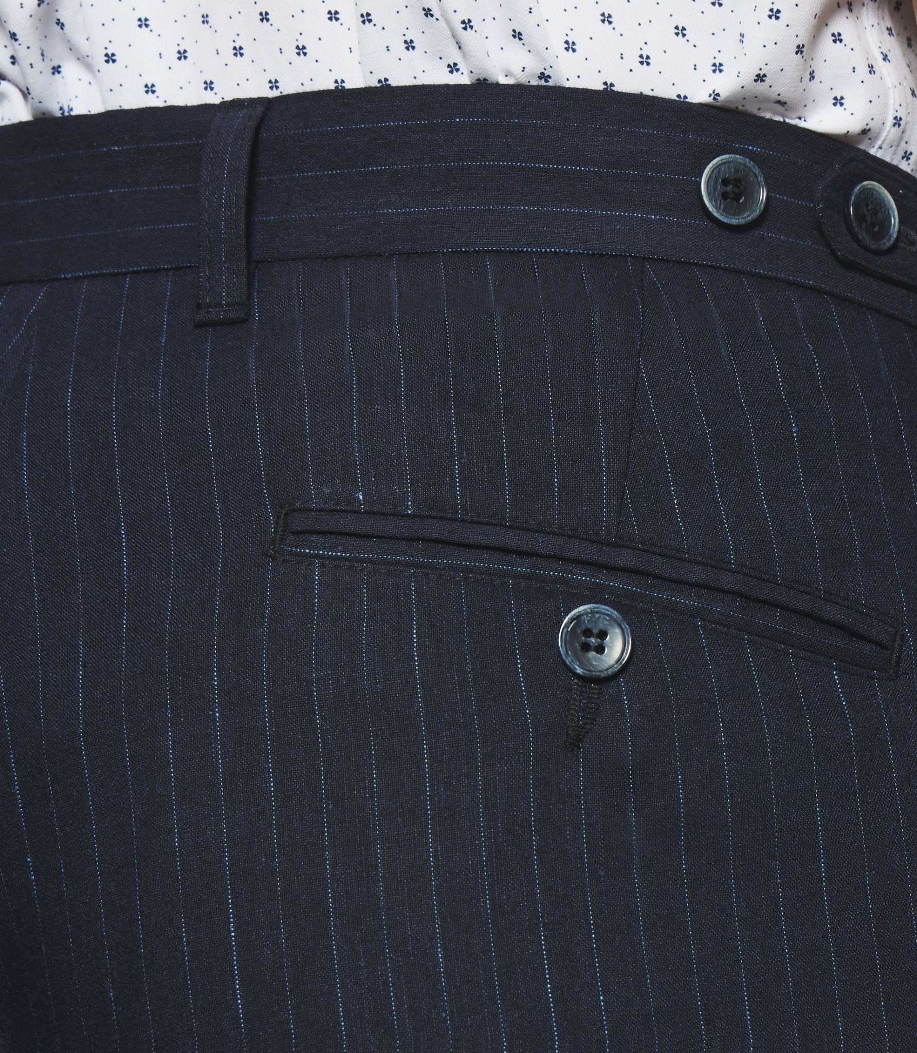 Pantalon chino à rayures en lin bleu marine PLAISANCE - Image 3