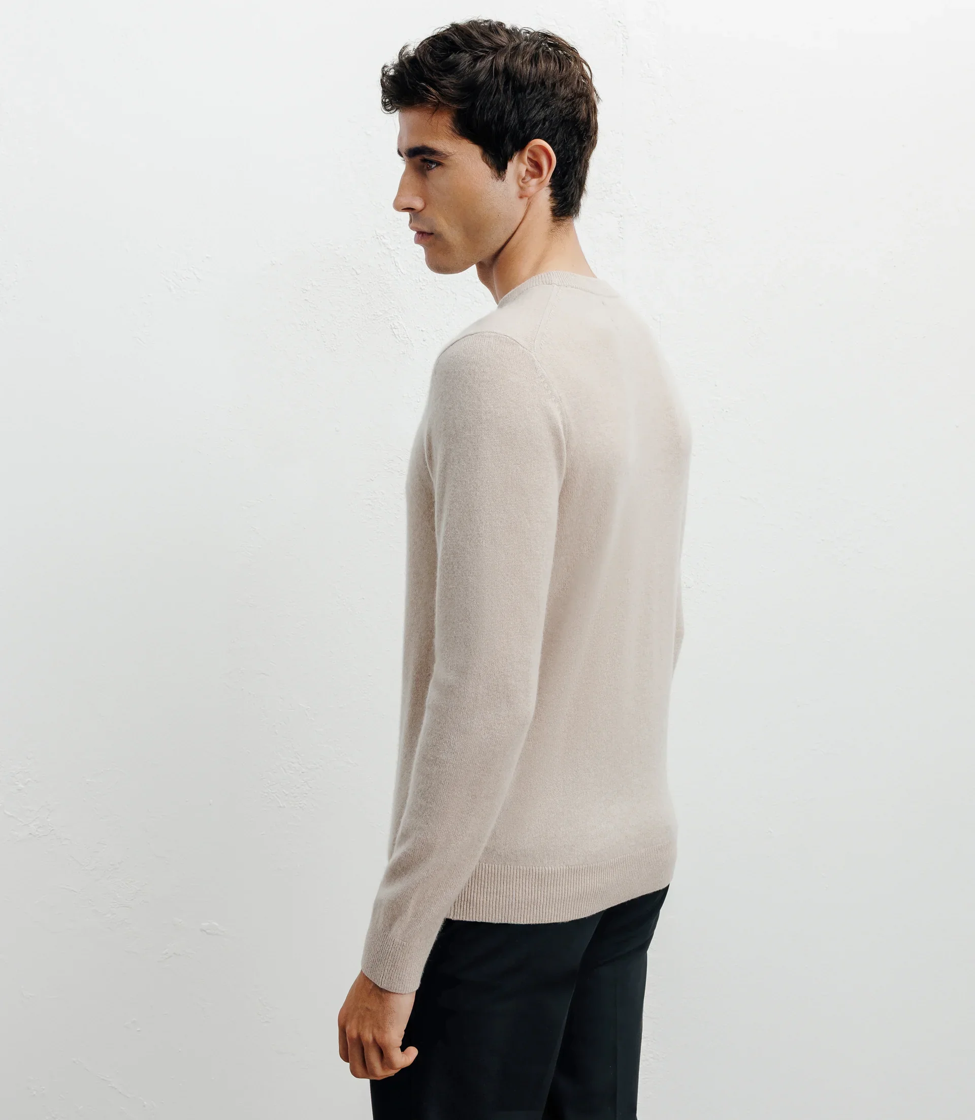 Pull col rond 100% cachemire beige - Image 4