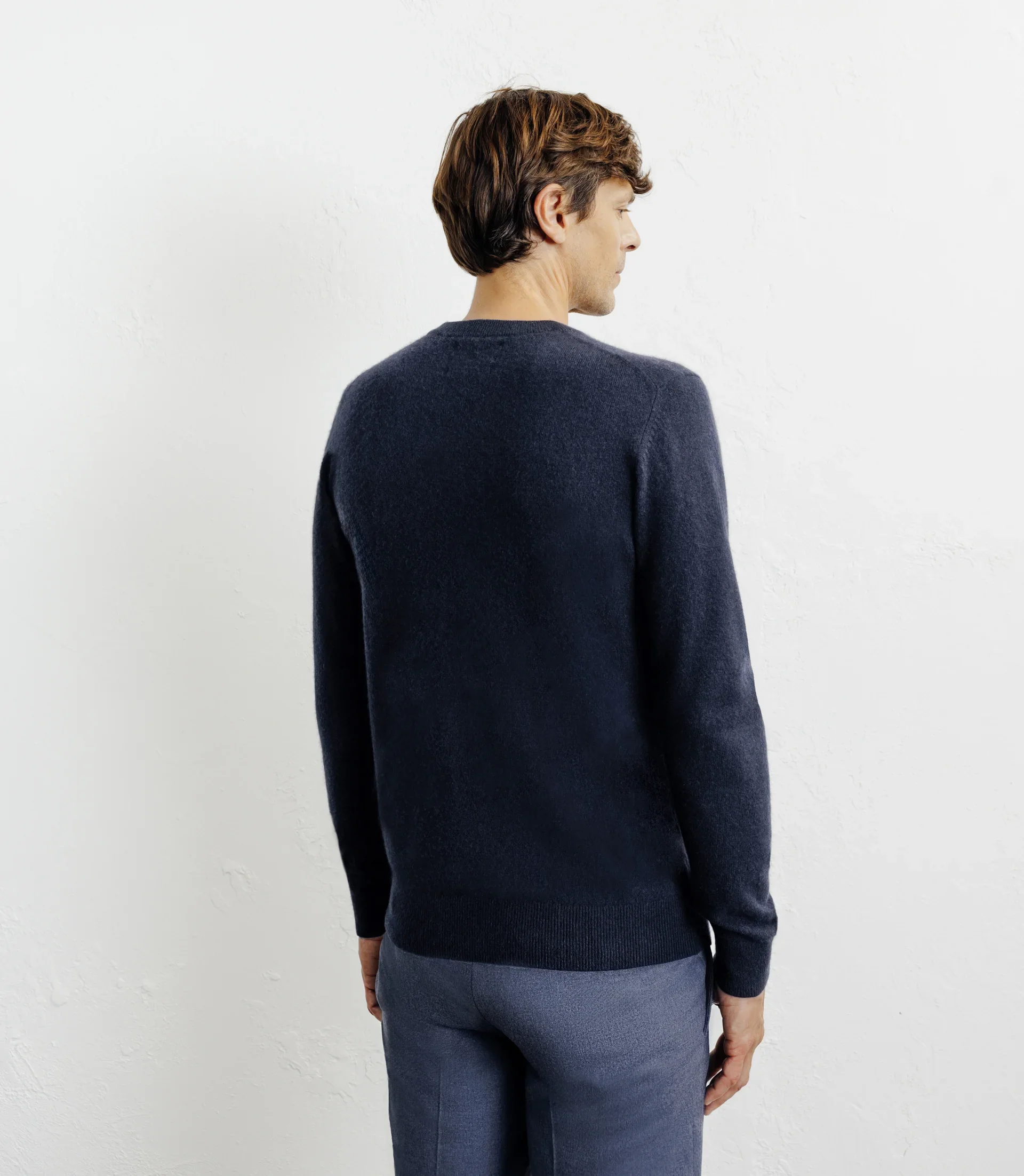 Pull col rond 100% cachemire marine - Image 4