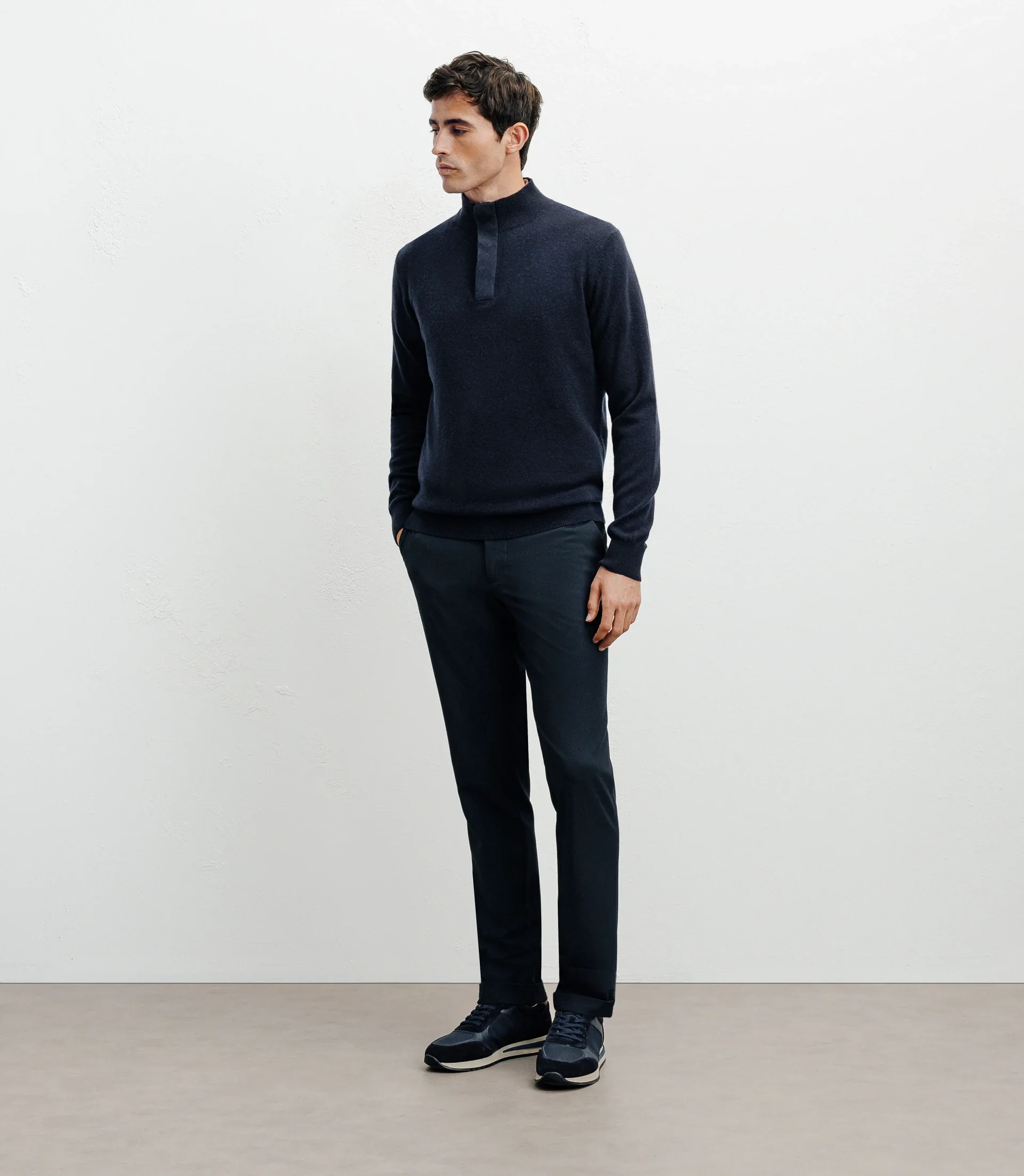 Pull col montant 100% cachemire marine - Image 3