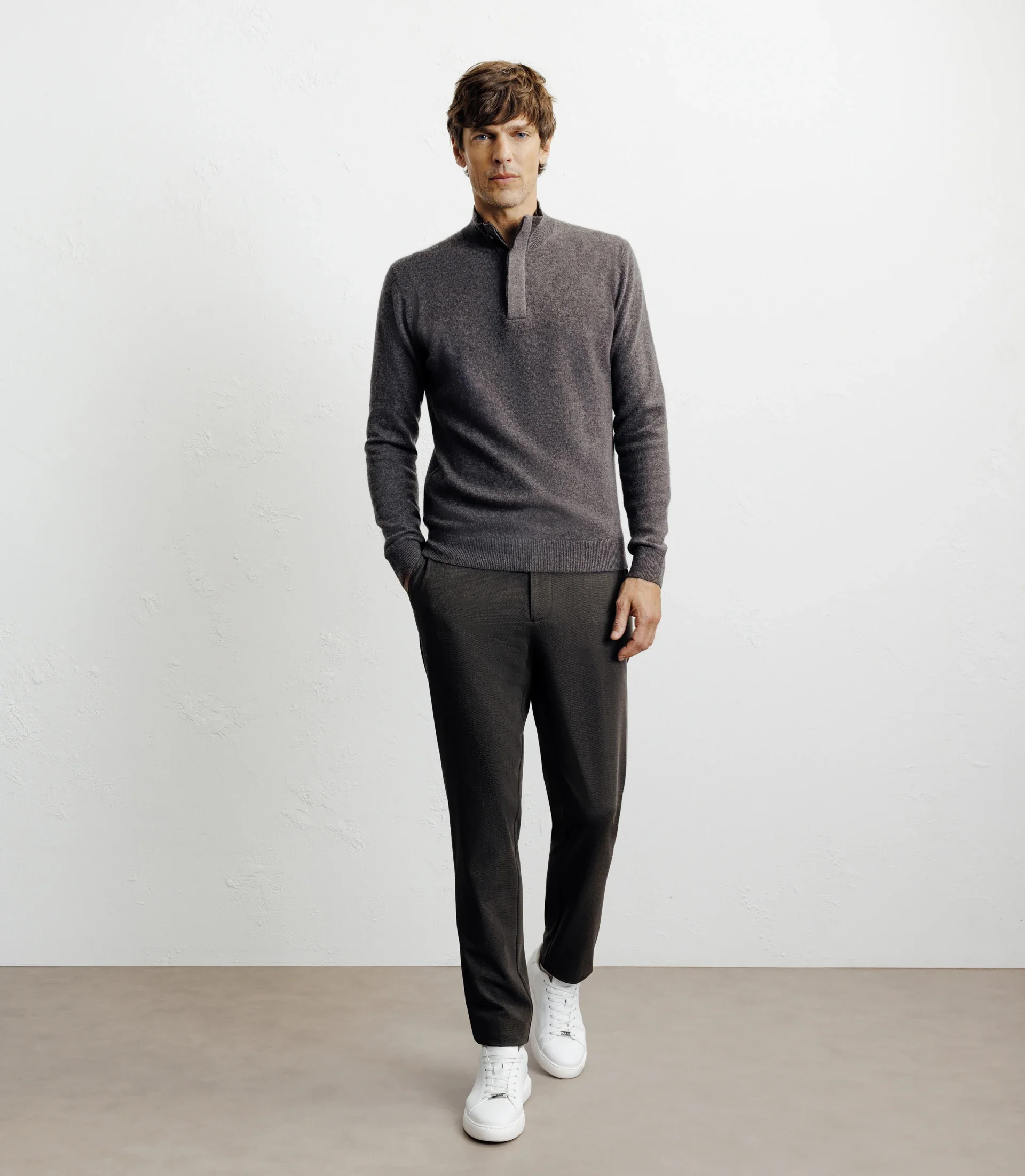 Pull col montant 100% cachemire marron - Image 3