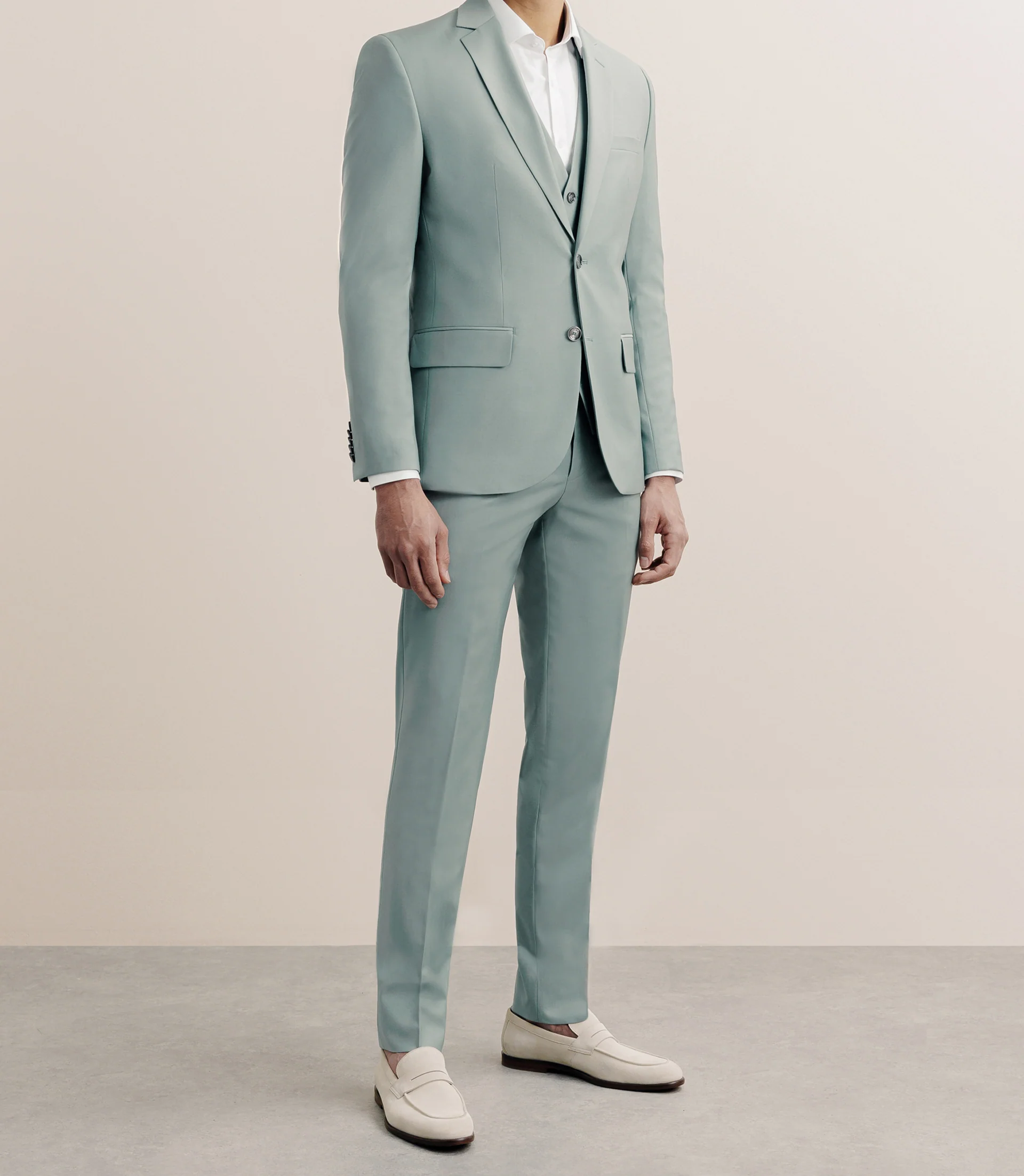 Costume 2 boutons laine majoritaire vert clair - Image 3