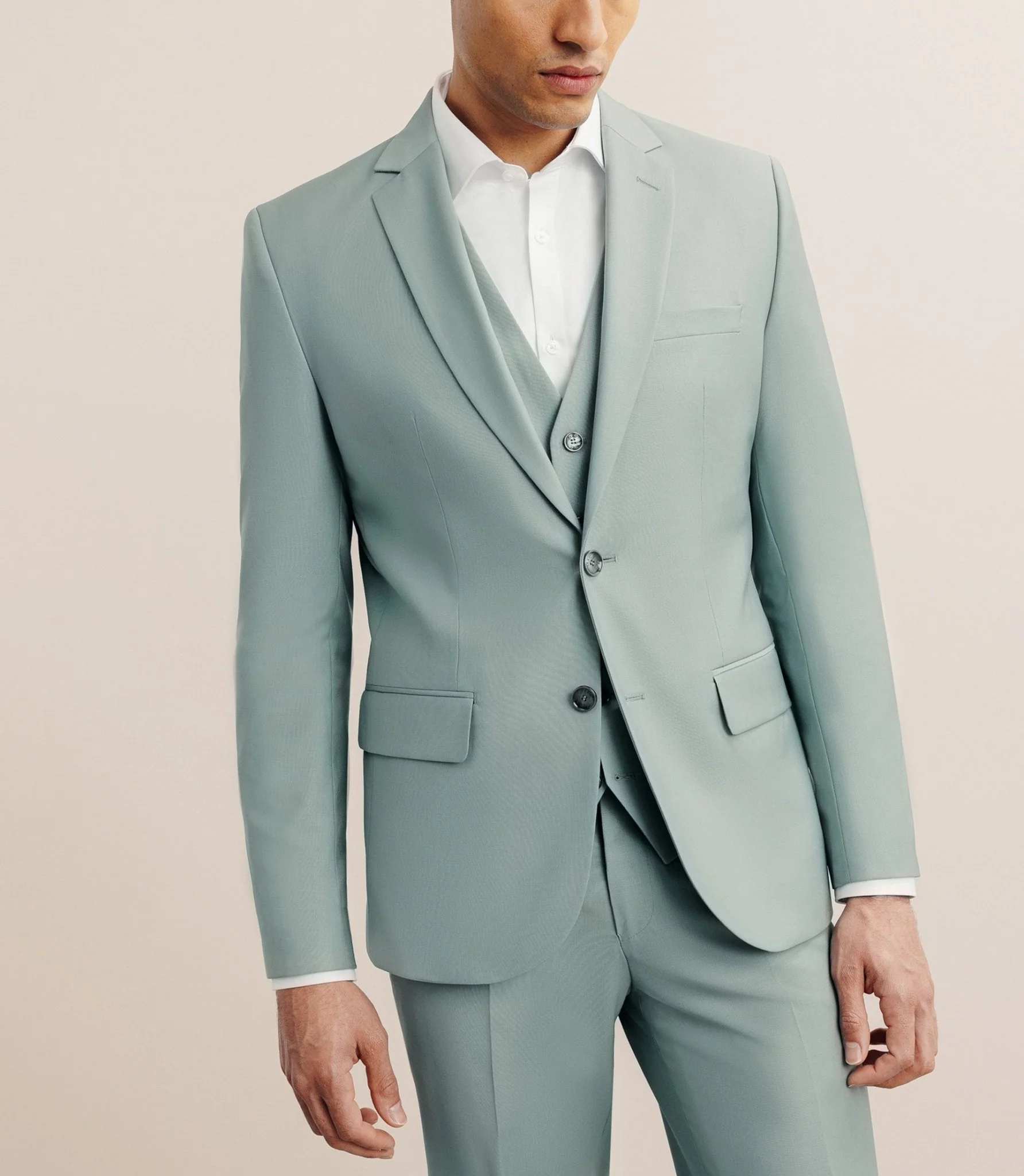 Costume 2 boutons laine majoritaire vert clair - Image 5