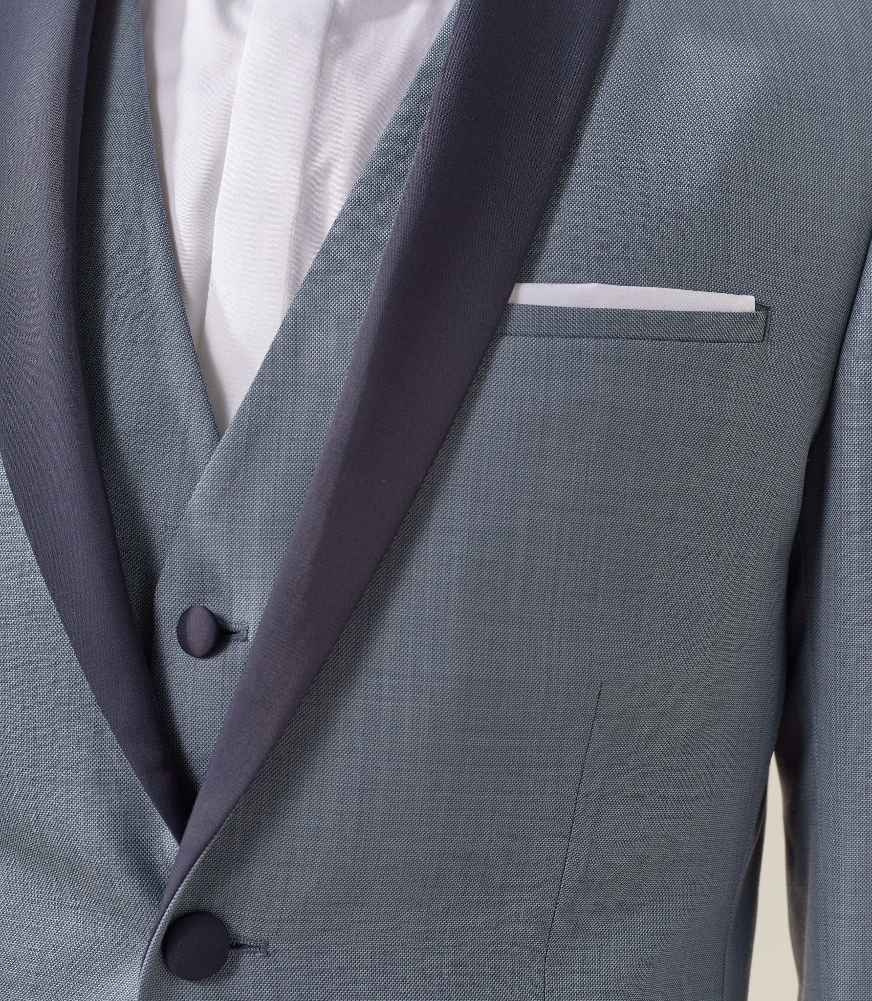 Costume de cérémonie laine gris col châle "Feri" - Image 3