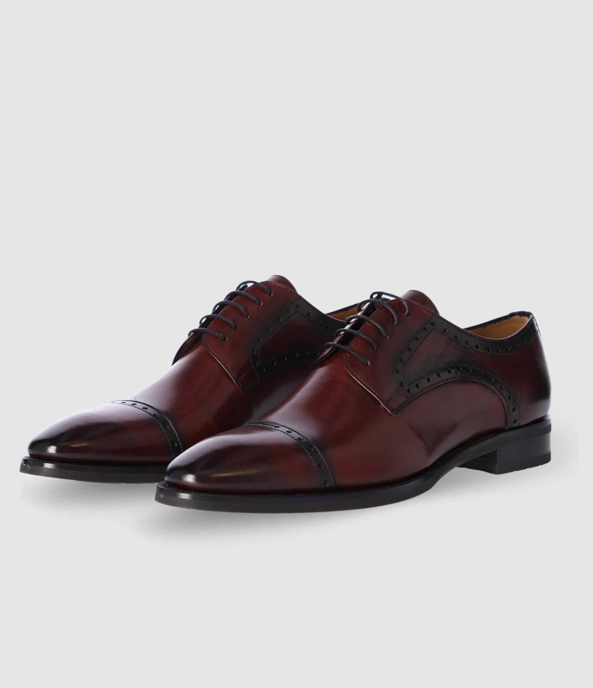 Derby couture en cuir bordeaux OCTAVE - Image 3