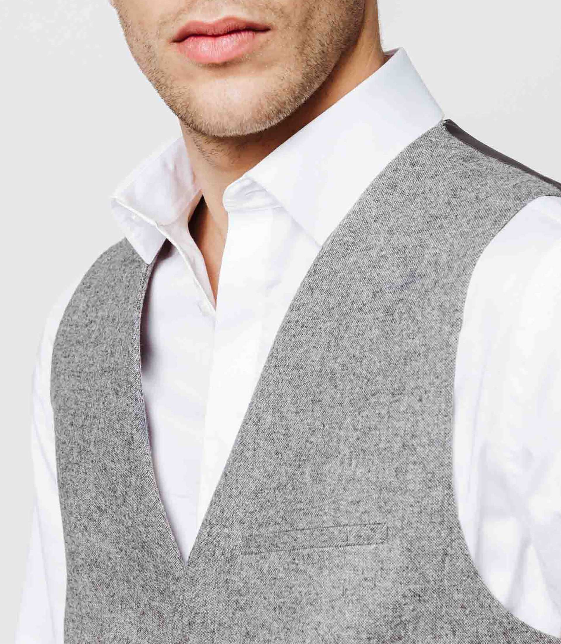 Gilet ville tweed gris clair - Image 3
