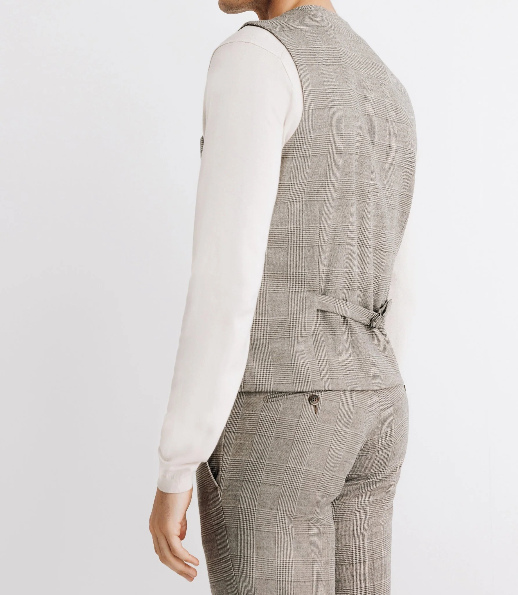 Gilet de costume esprit prince de galles beige - Image 3