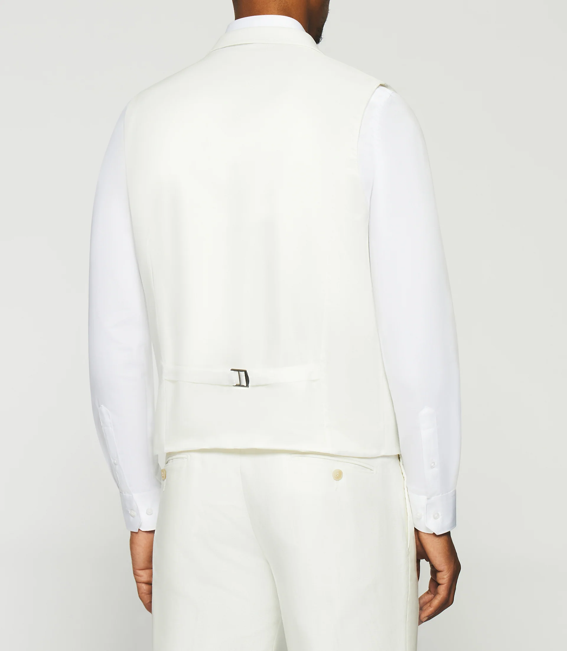 Gilet de costume en lin et coton blanc JCACTUS - Image 3
