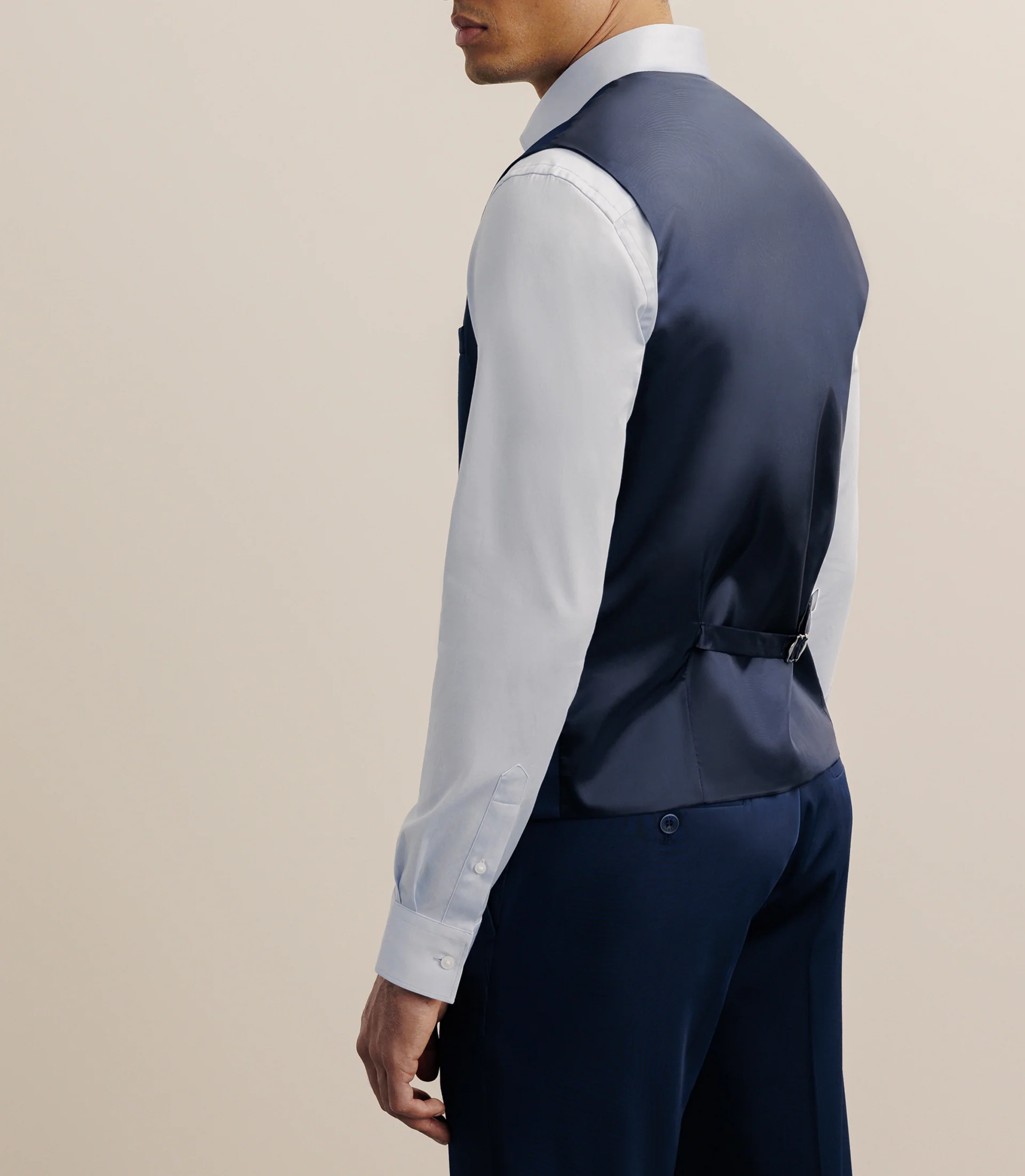 Gilet de costume tissu technique bleu - Image 3