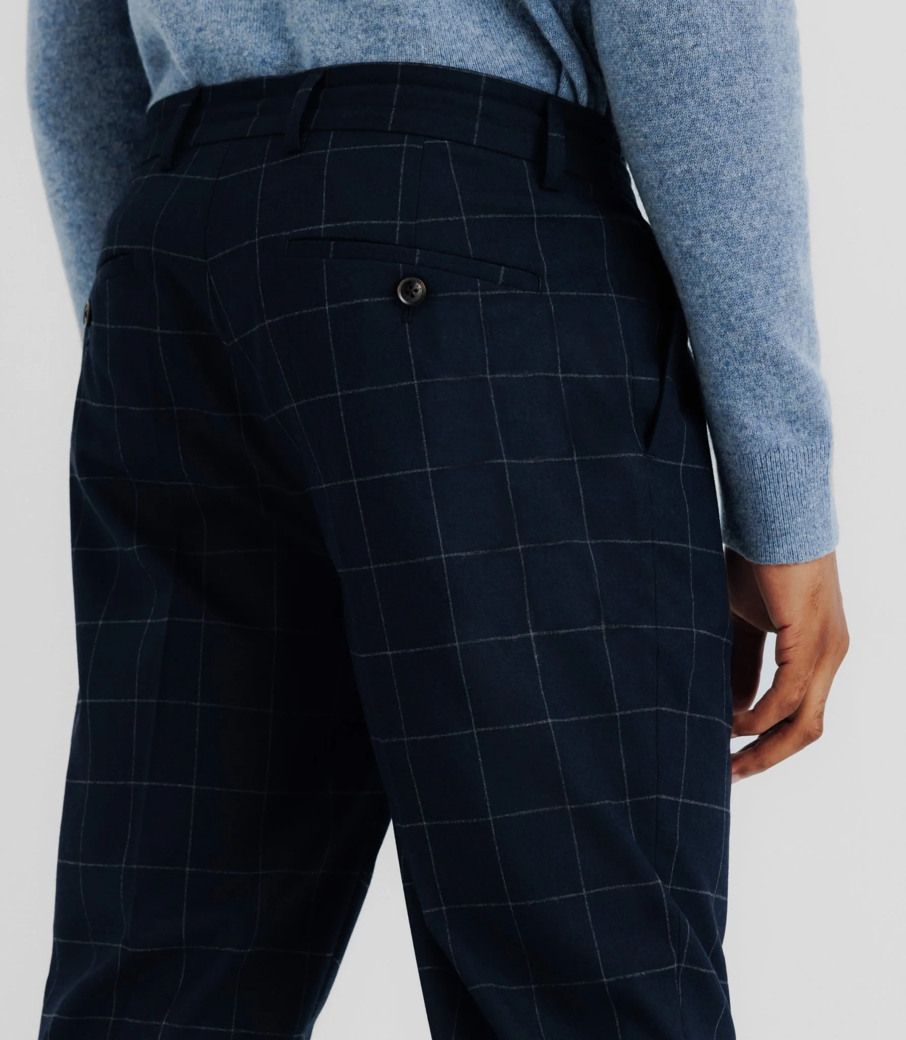 Pantalon ville à carreaux marine - Image 3