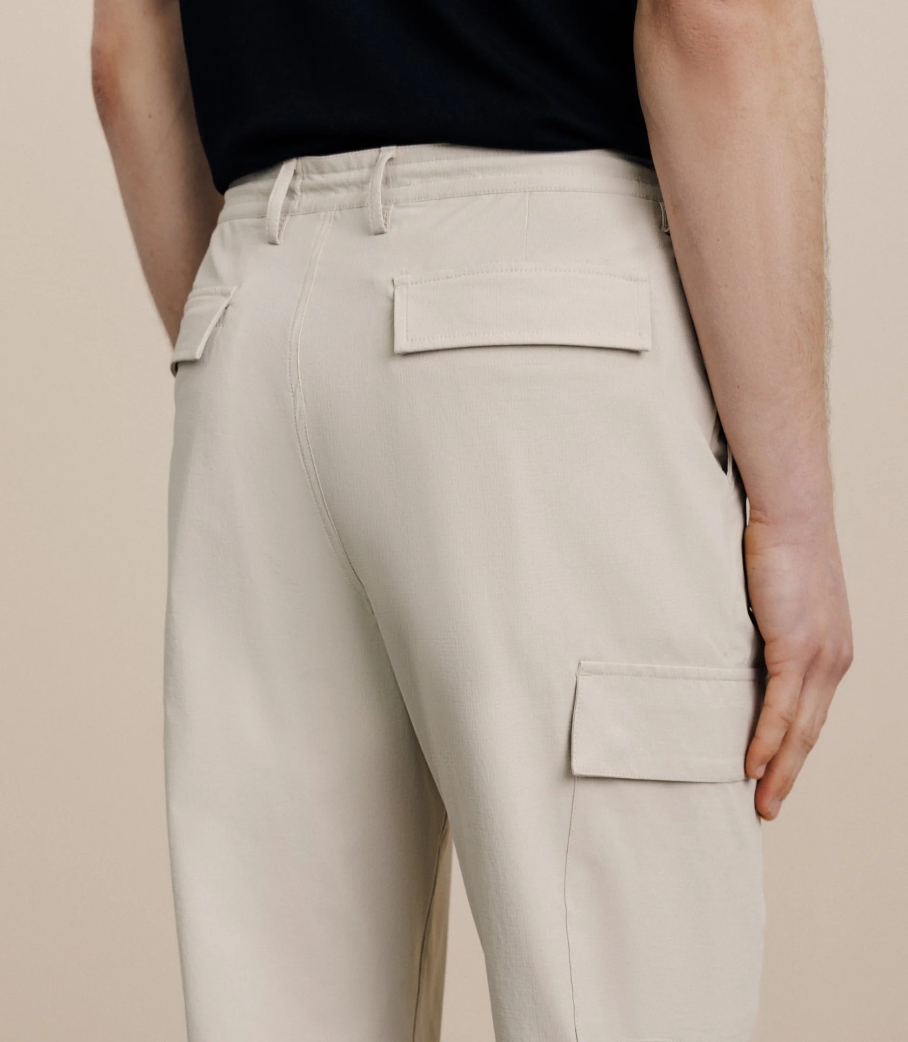 Pantalon regular beige - Image 3