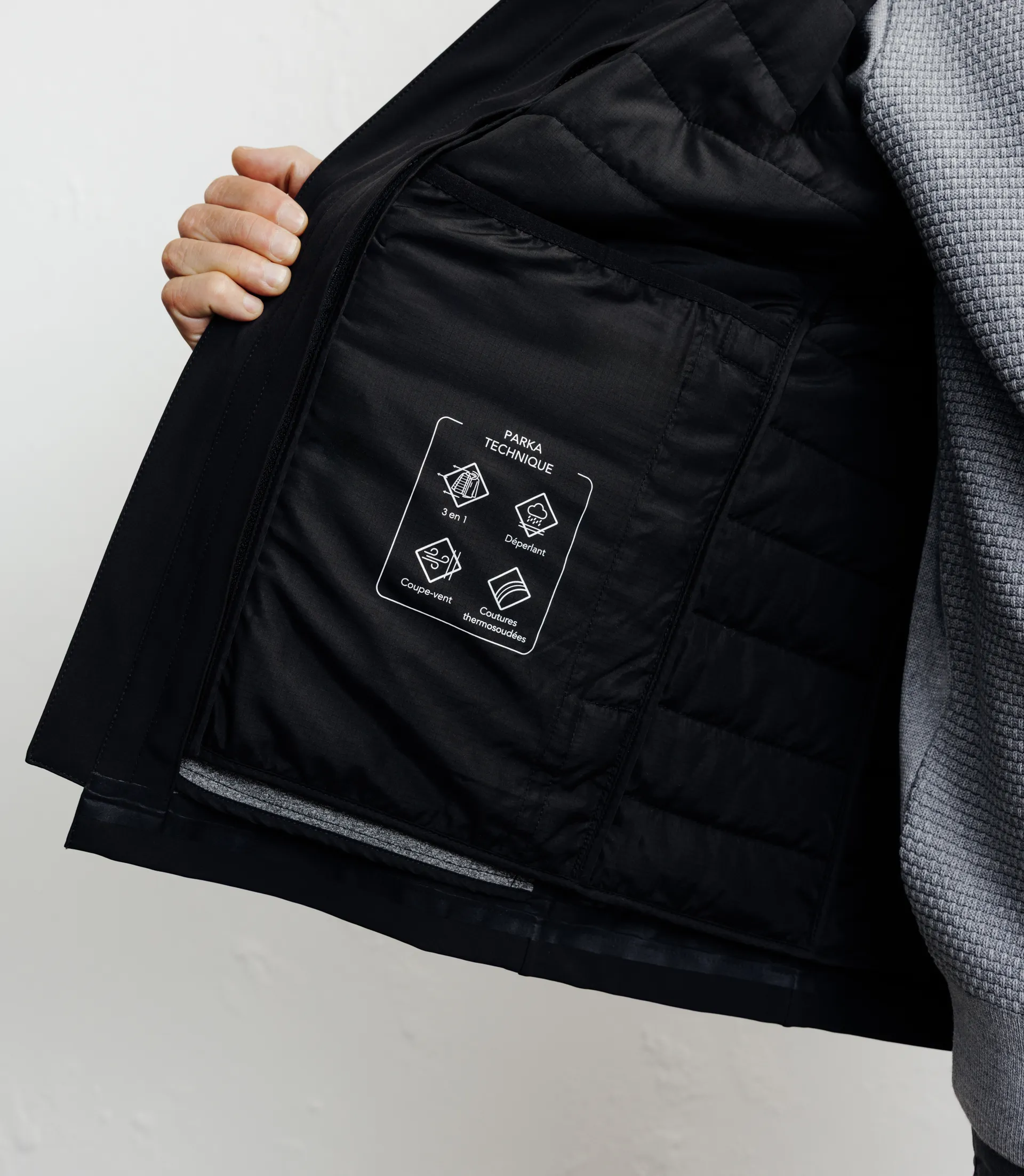 Parka courte 3 en 1 noire - Image 5