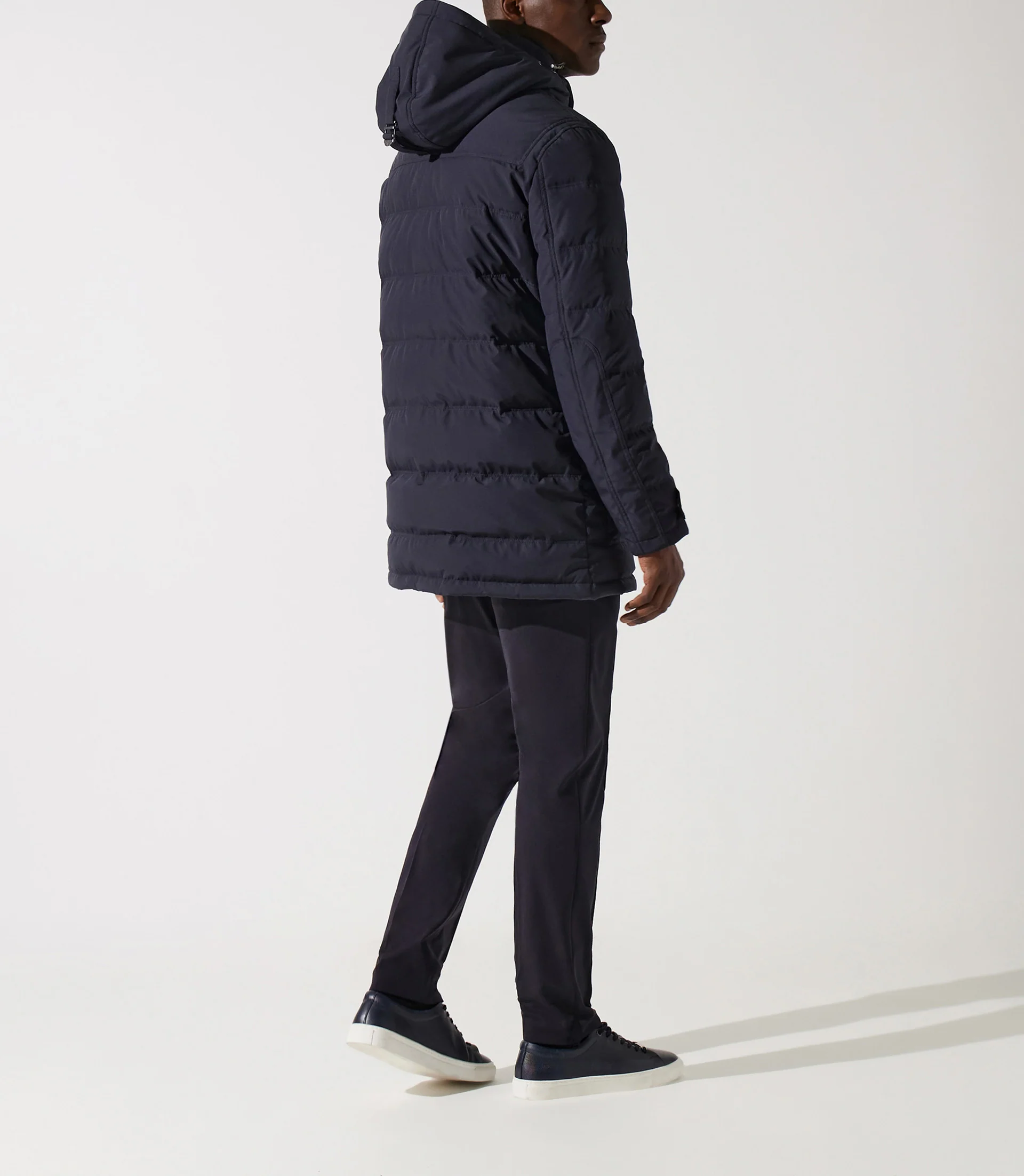 Parka longue à capuche matelassée marine MASSI - Image 3