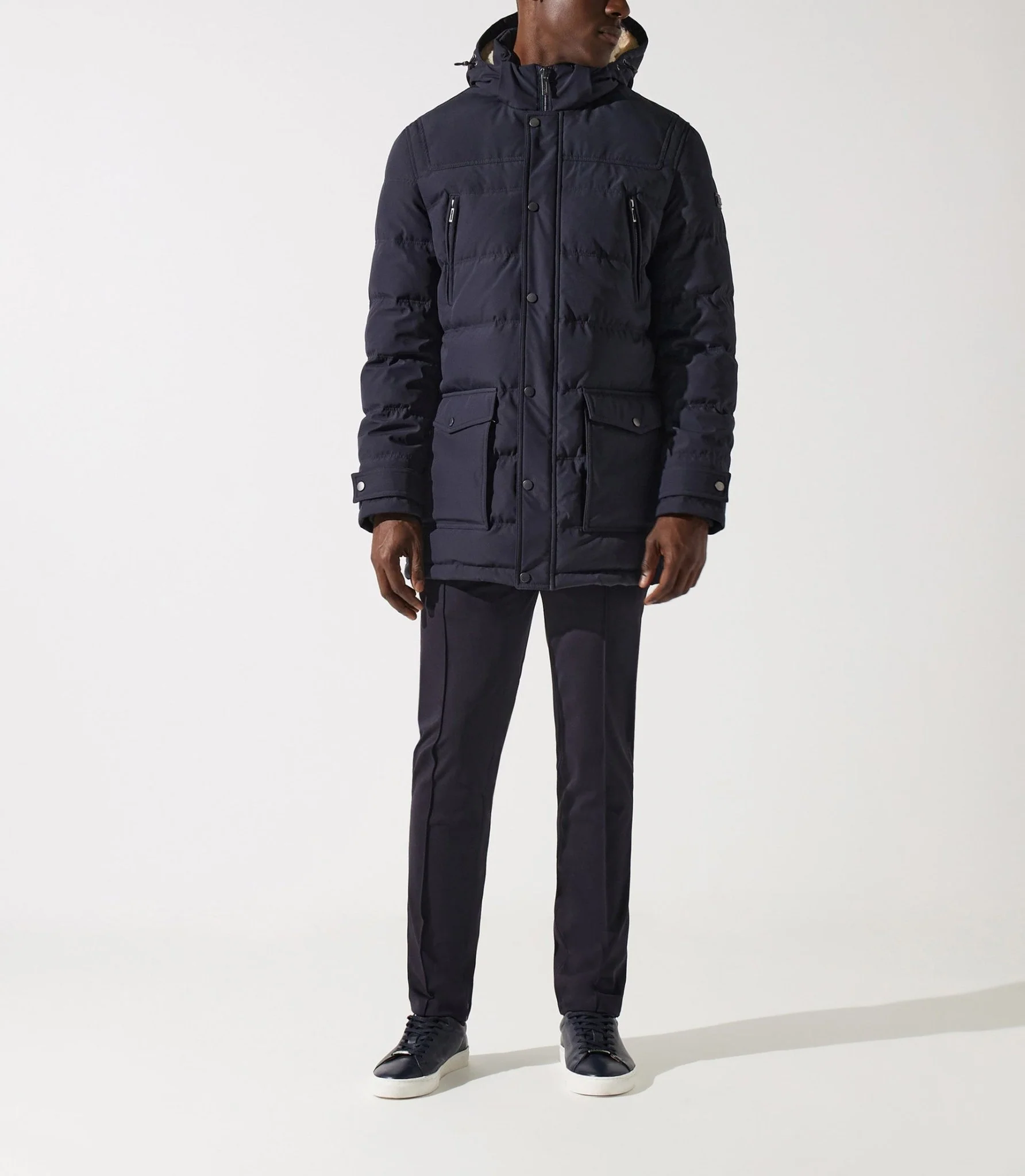 Parka longue à capuche matelassée marine MASSI - Image 4