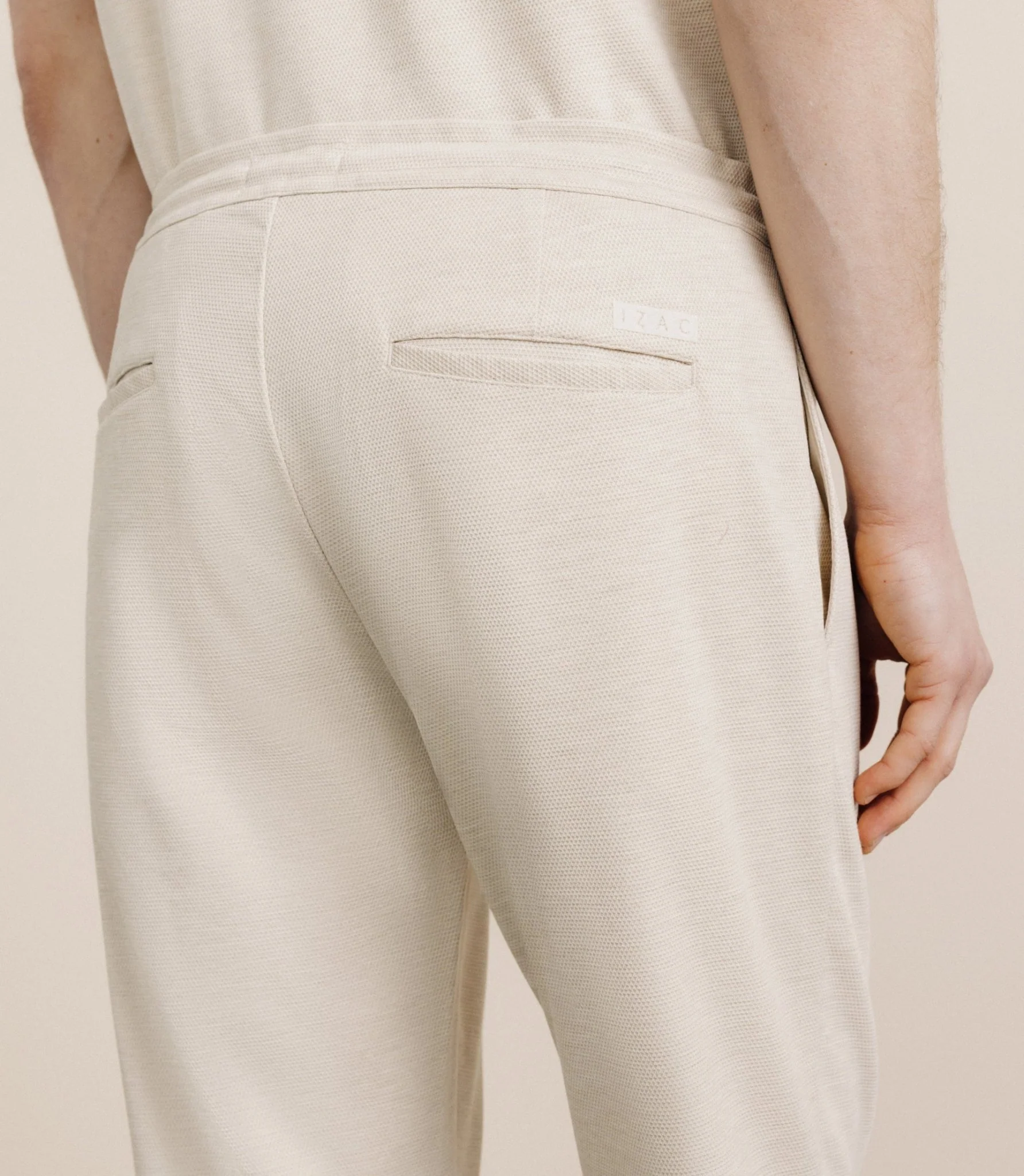 Pantalon élastiqué beige - Image 3