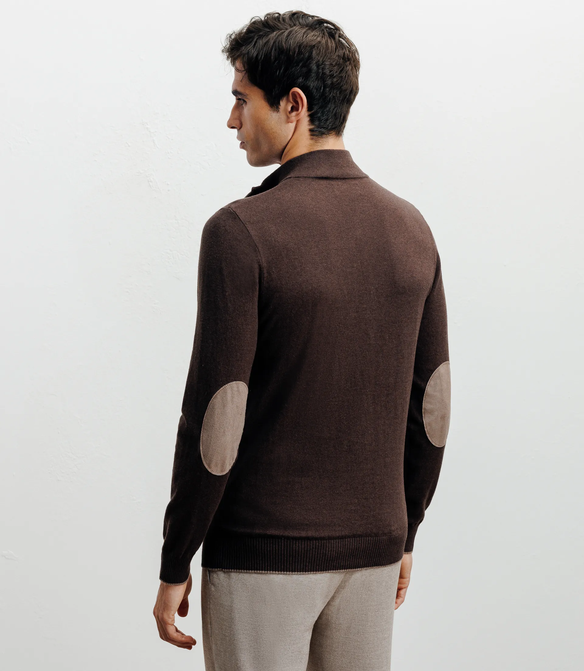 Pull col montant demi zippé marron - Image 4