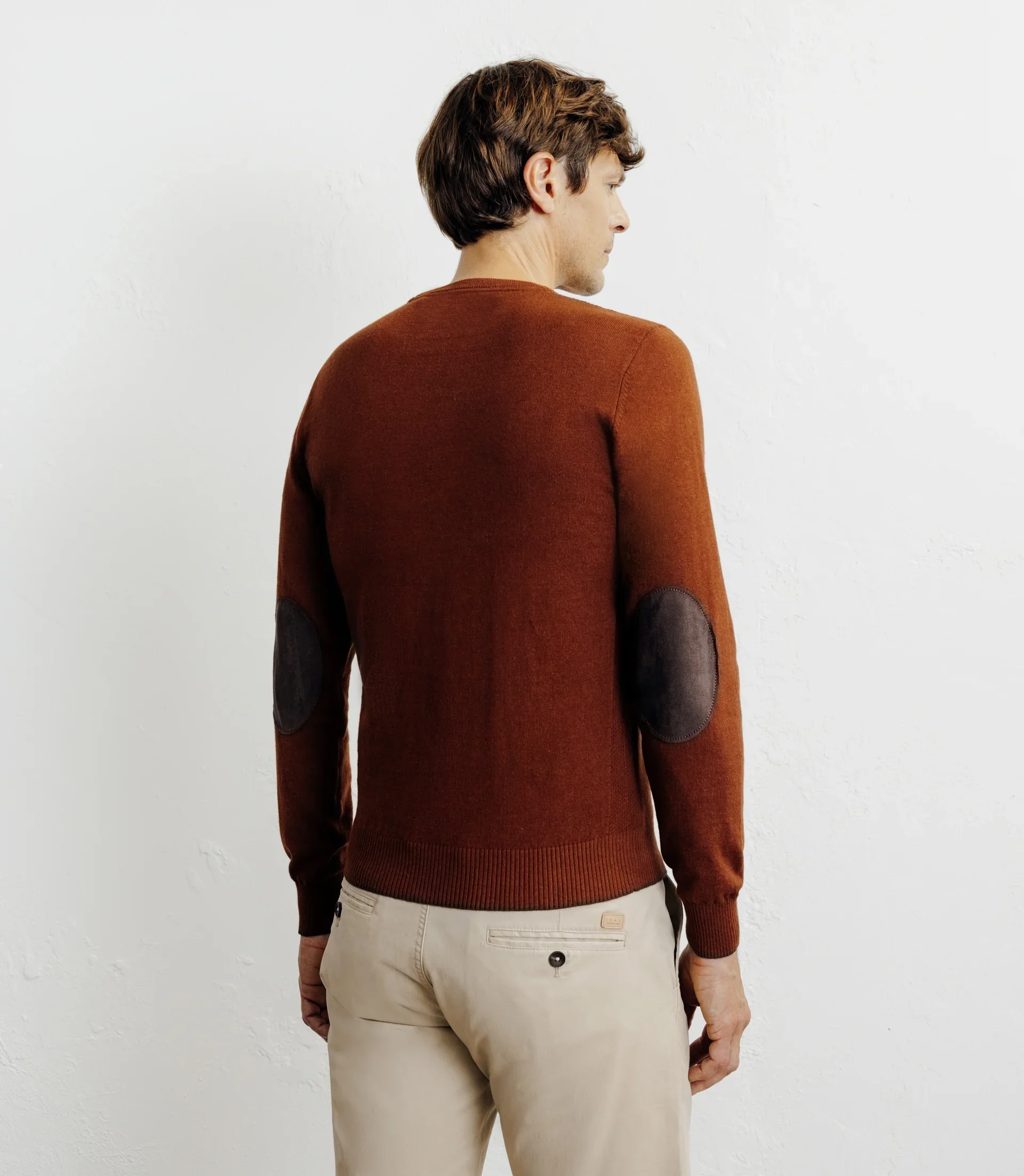 Pull col rond en coton rouille - Image 4