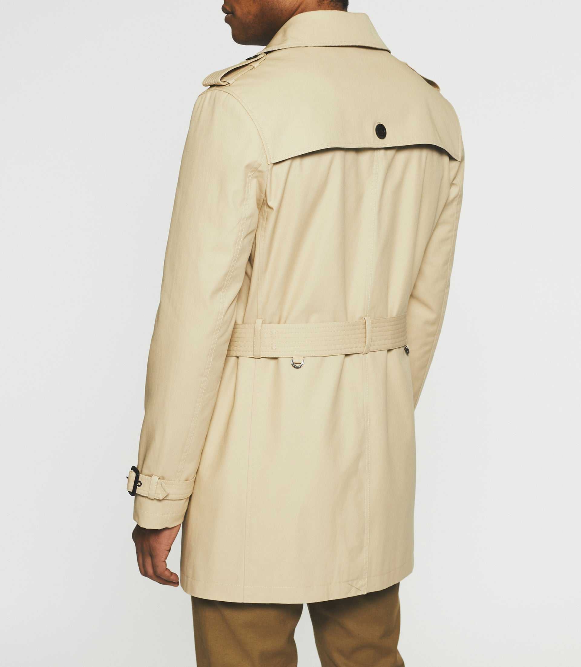 Trench croisé en coton beige IDANO - Image 4