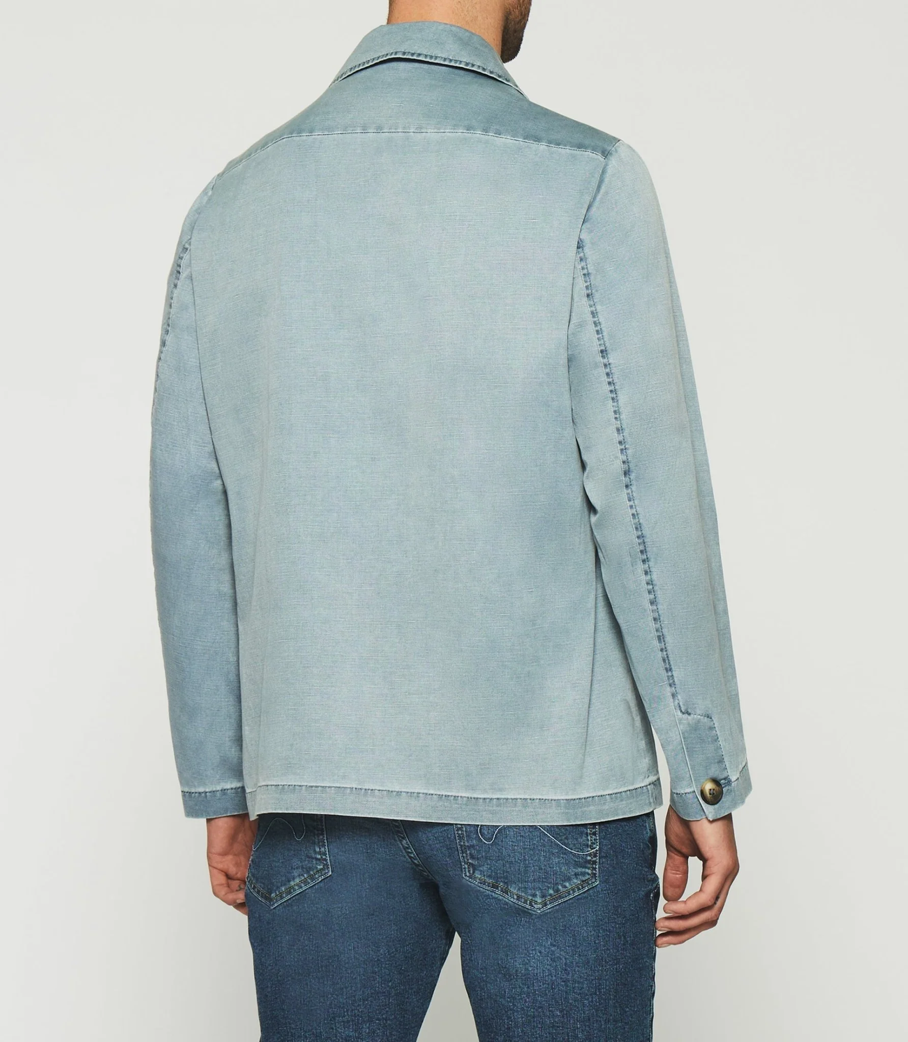 Veste en coton lin bleue AQUA - Image 3